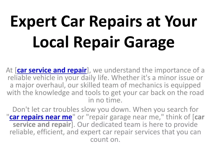 expert car repairs at your local repair garage