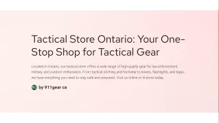 Tactical Store Ontario Your One Stop Shop for Tactical Gear