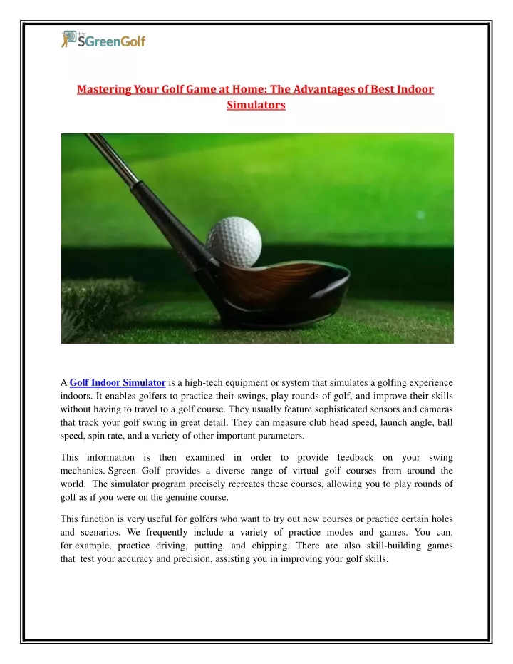 mastering your golf game at home the advantages