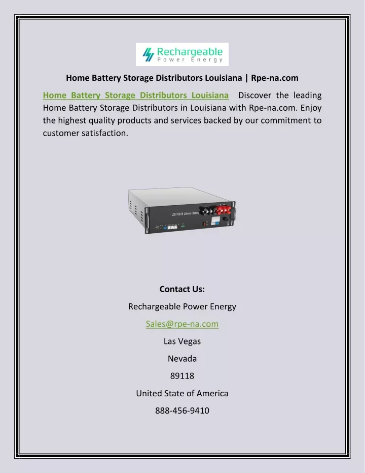 home battery storage distributors louisiana