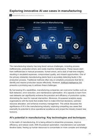 exploring innovative ai use cases in manufacturing