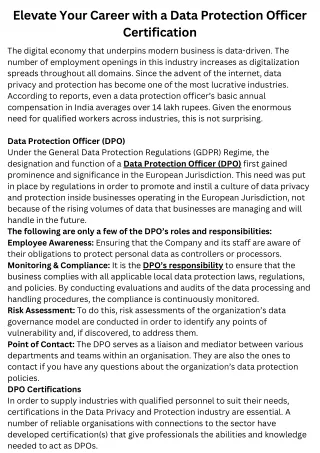 elevate your career with a data protection