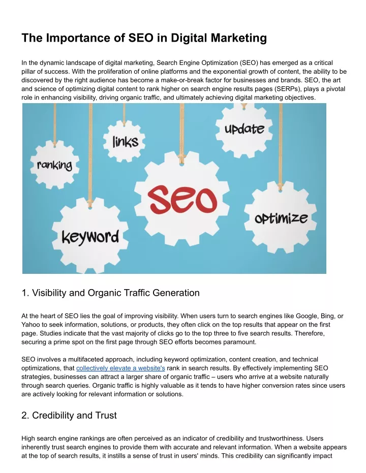 the importance of seo in digital marketing