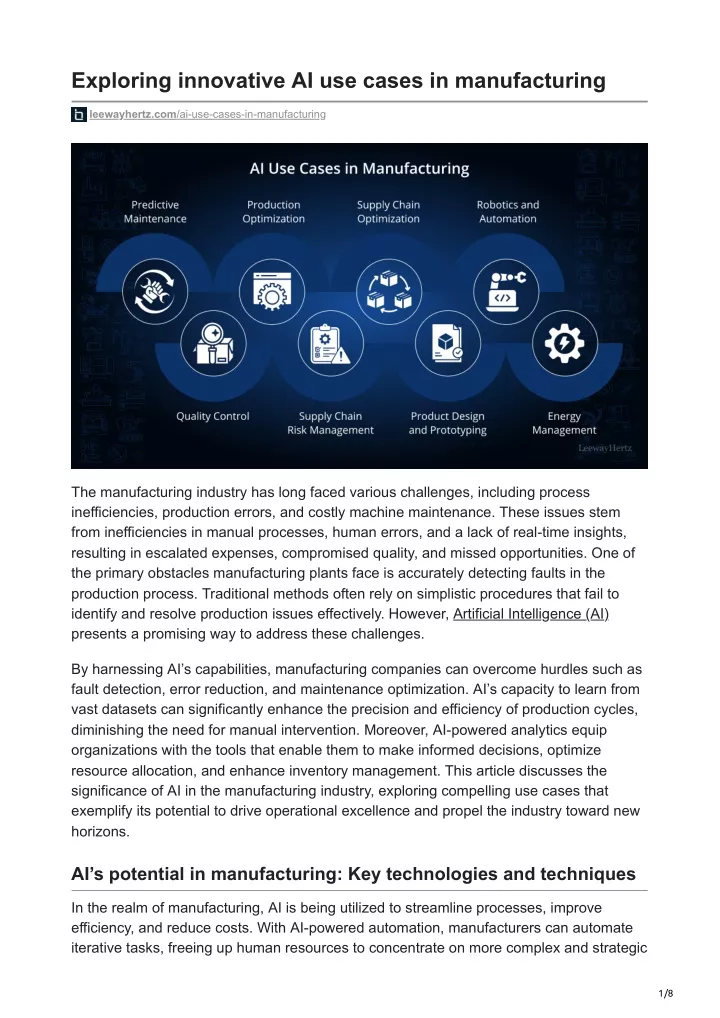 exploring innovative ai use cases in manufacturing