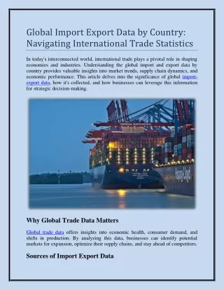 Global Import Export Data by Country