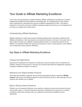 Your Guide to Affiliate Marketing Excellence