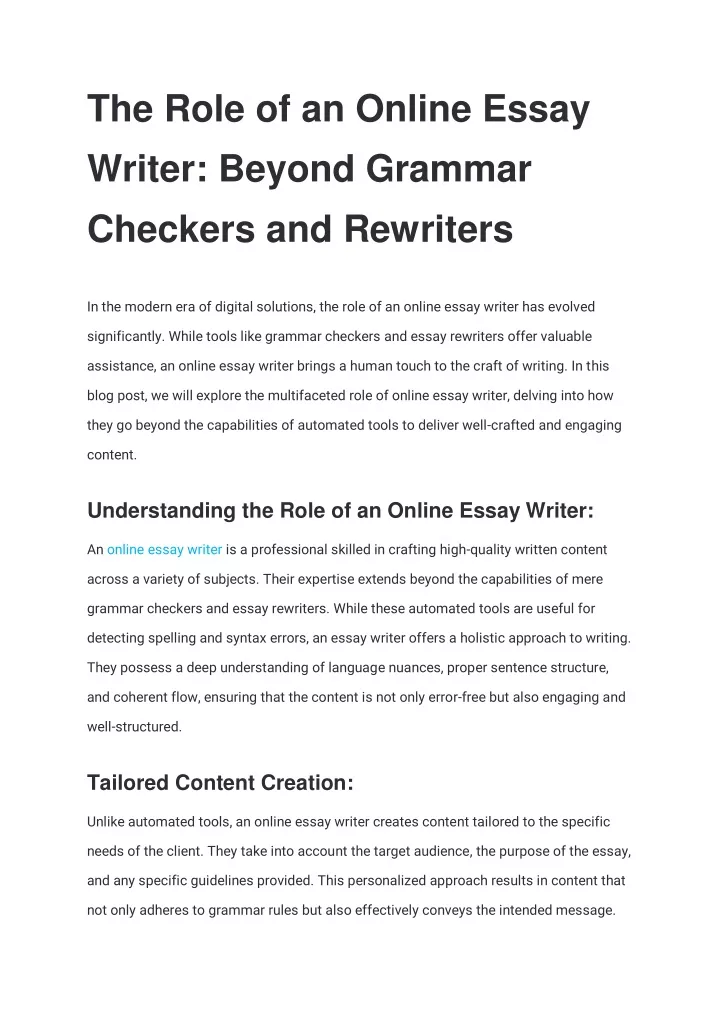 the role of an online essay writer beyond grammar