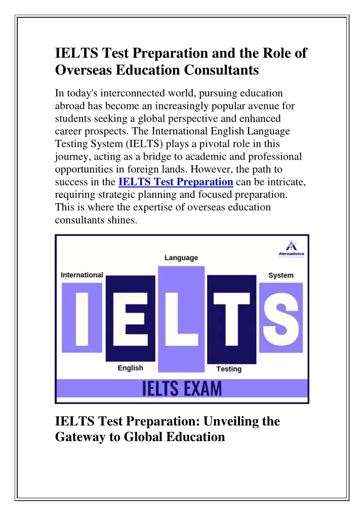 ielts test preparation and the role of overseas