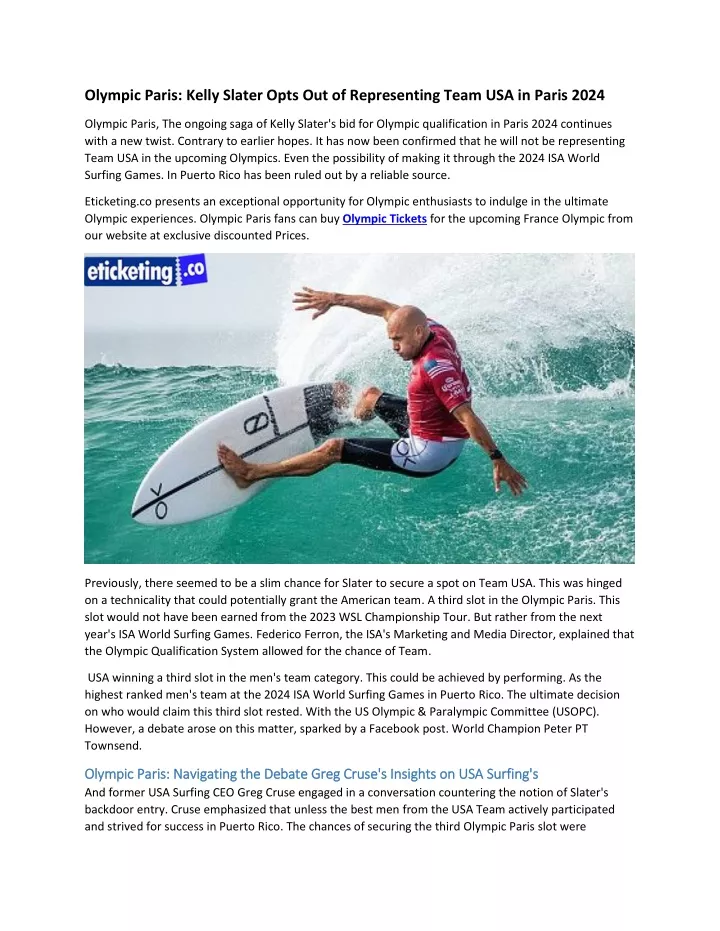 olympic paris kelly slater opts