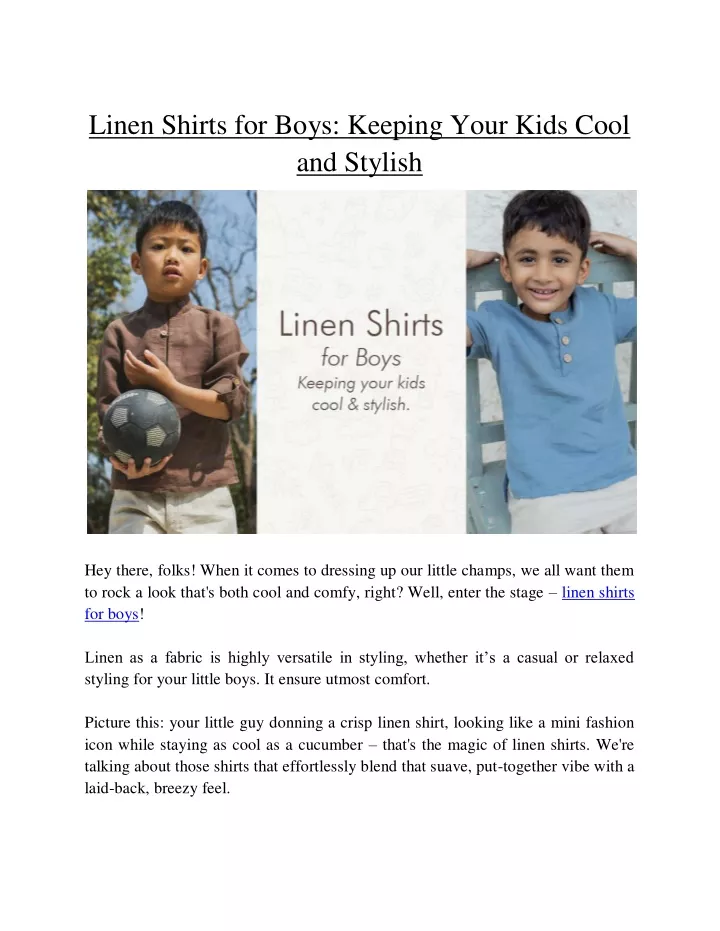 linen shirts for boys keeping your kids cool