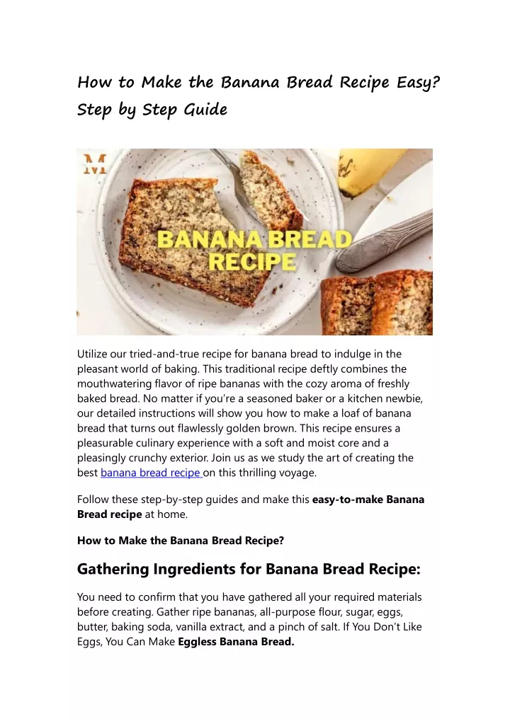 how to make the banana bread recipe easy step