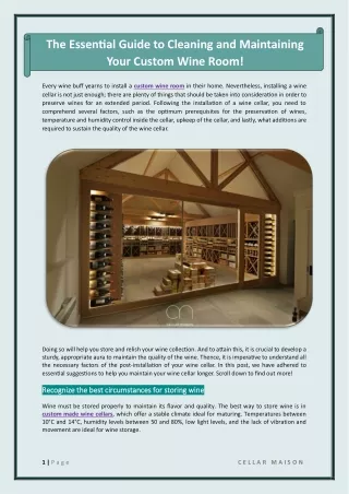 The Essential Guide to Cleaning and Maintaining Your Custom Wine Room!