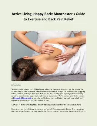 Active Living, Happy Back Manchester's Guide to Exercise and Back Pain Relief