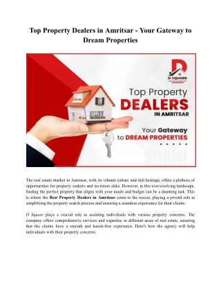 Top Property Dealers in Amritsar - Your Gateway to Dream Properties