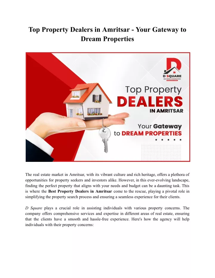 top property dealers in amritsar your gateway