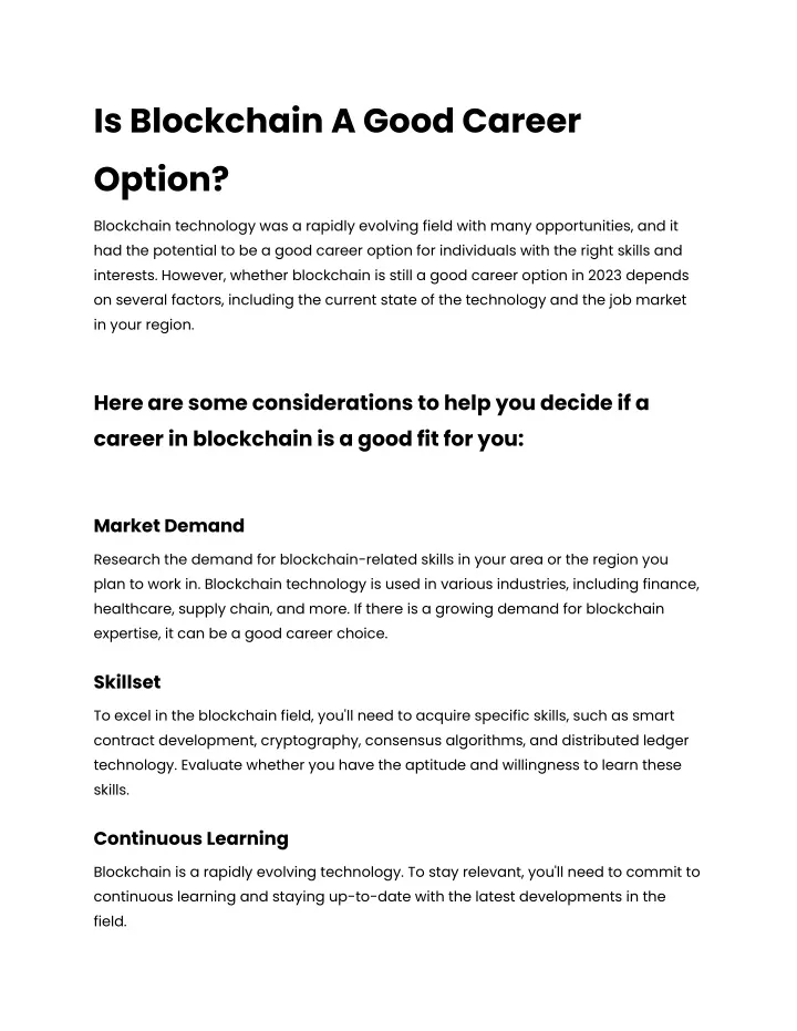 is blockchain a good career option