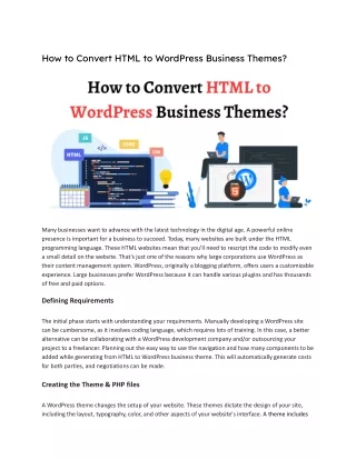 How to Convert HTML to WordPress Business Themes