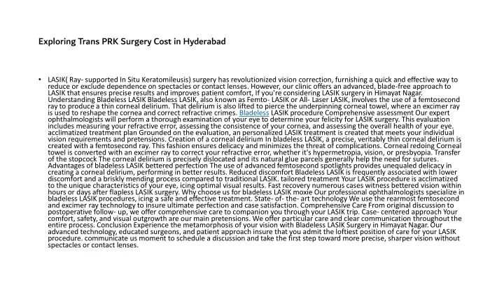 exploring trans prk surgery cost in hyderabad