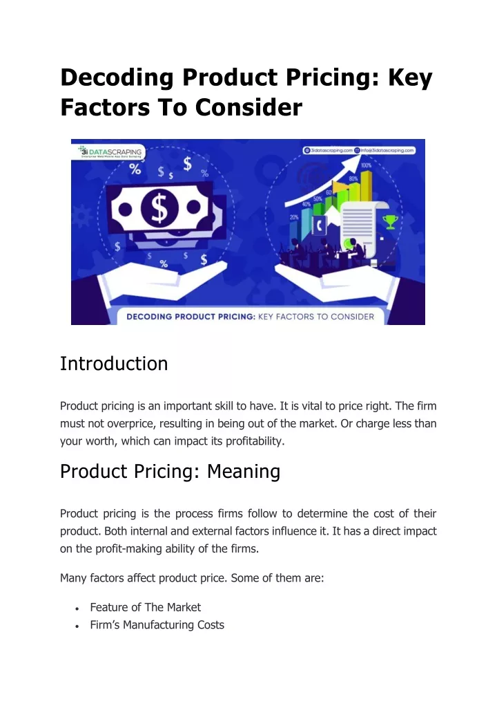 decoding product pricing key factors to consider
