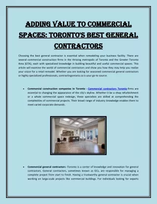 Adding Value to Commercial Spaces