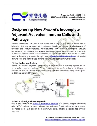 Deciphering How Freund's Incomplete Adjuvant Activates Immune Cells