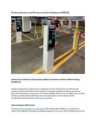 parking access and revenue control systems parcs