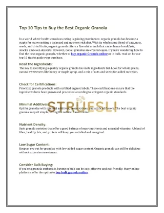 Top 10 Tips for Buying the Best Organic Granola