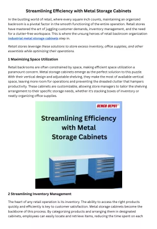 Streamlining Efficiency with Metal Storage Cabinets