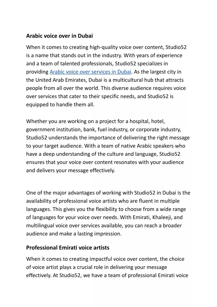 arabic voice over in dubai