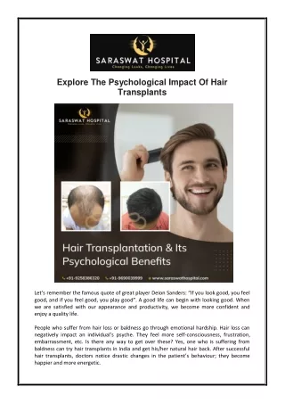 Explore The Psychological Impact Of Hair Transplants