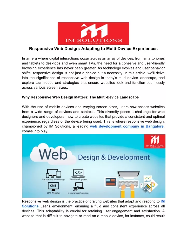 responsive web design adapting to multi device