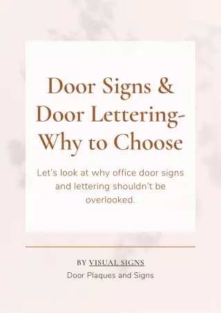 Door Signs & Door Lettering- Why to Choose