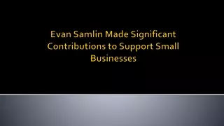 evan samlin made significant contributions to support small businesses