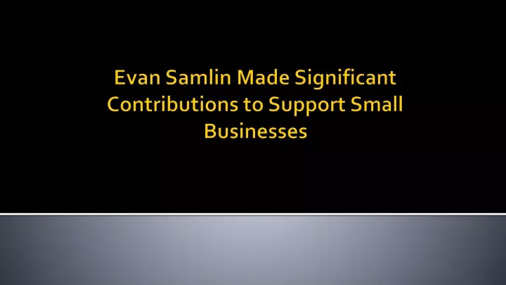 evan samlin made significant contributions to support small businesses