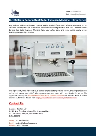 buy bellezza bellona dual boiler espresso machine