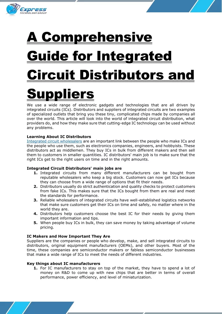 a comprehensive guide for integrated circuit