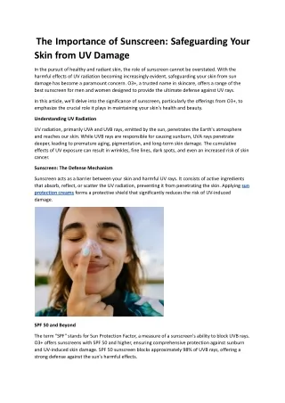 the importance of sunscreen safeguarding your