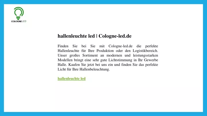 hallenleuchte led cologne led de finden