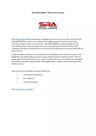 sra 831 b admin official vimeo channel