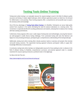 testing tools online training