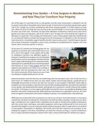 revolutionizing your garden a tree surgeon