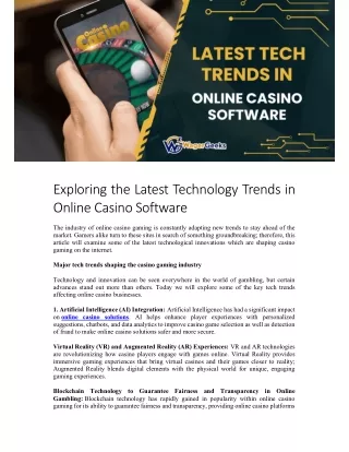 Exploring the Latest Technology Trends in Online Casino Software