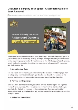 Declutter  Simplify Your Space- A Standard Guide to Junk Removal