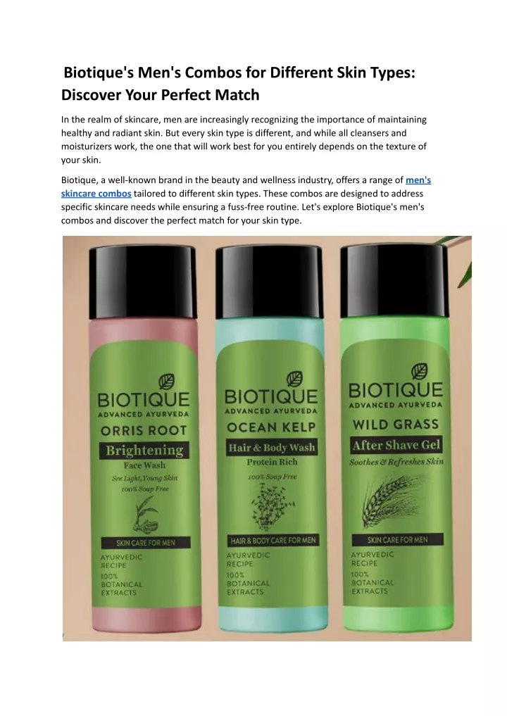 biotique s men s combos for different skin types