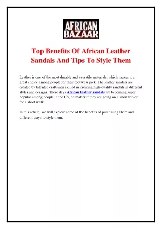 Top Benefits Of African Leather Sandals And Tips To Style Them