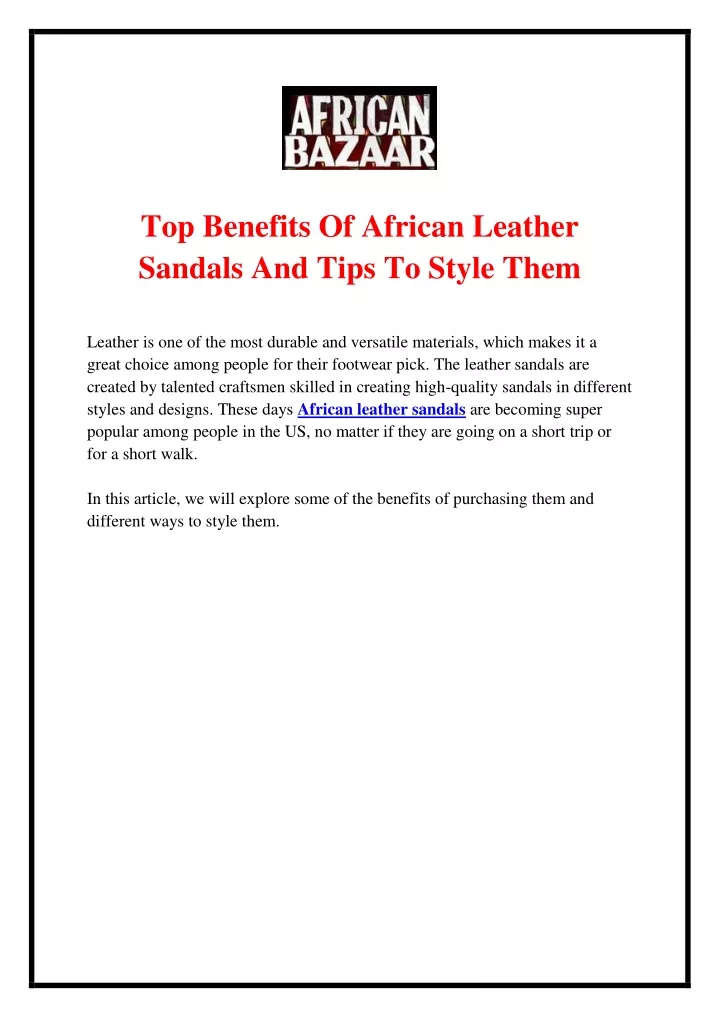 top benefits of african leather sandals and tips