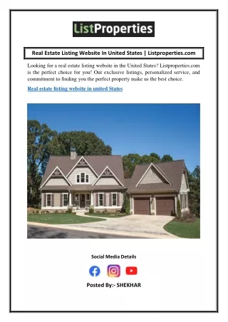 Real Estate Listing Website In United States  Listproperties