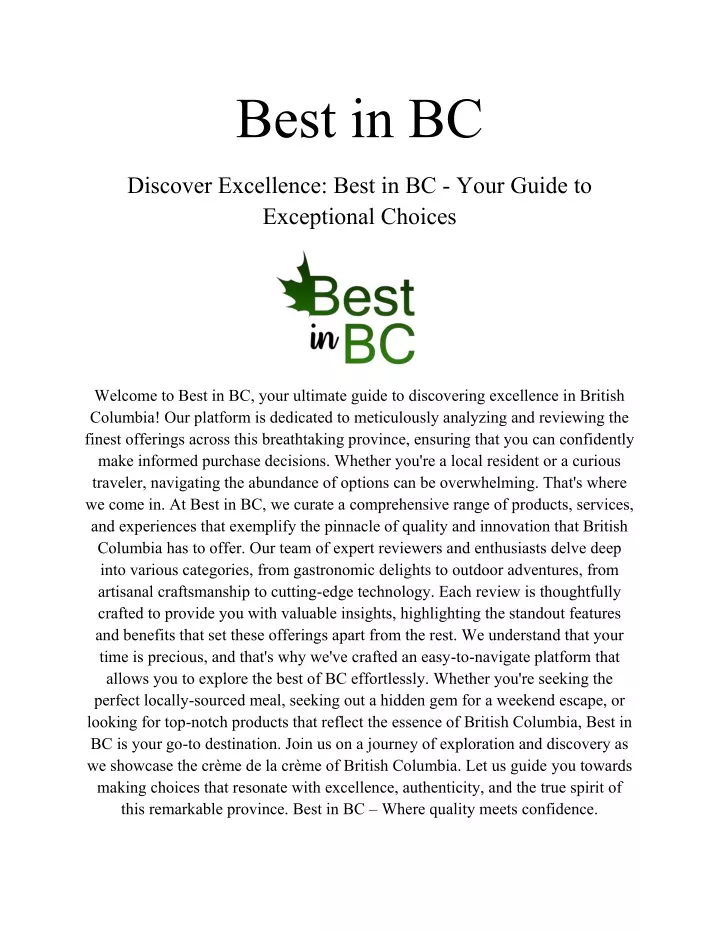 best in bc