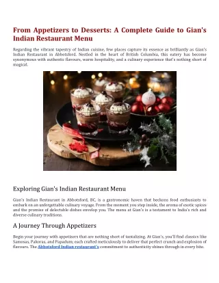 A Complete Guide to Gian's Indian Restaurant Menu