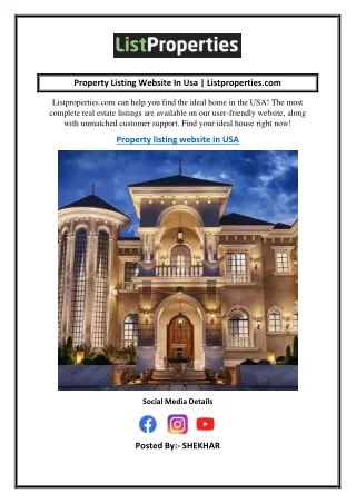 Property Listing Website In Usa  Listproperties